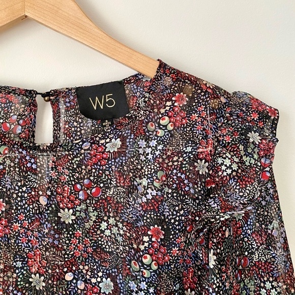 Anthropologie W5 Sheer Floral Blouse Black Small - Picture 4 of 10